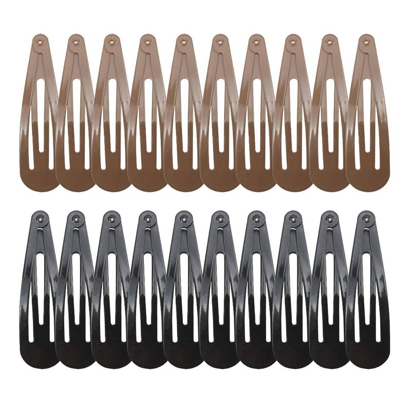manipepe 20 Pieces 2.7'' Big Size No Slip Metal Snap Hair Clips Women Barrettes Black Hair Pins (10 black 10 Brown) - Image 1